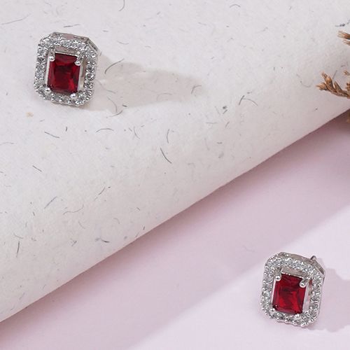 Dazzling Crimson Stone Studs