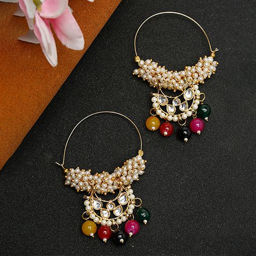 Dazzling Kundan Hoop Earrings