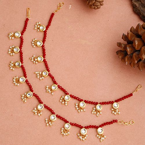 Bold Red Beaded Anklet Set