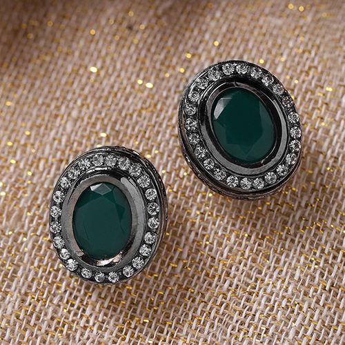 Vibrant Green Kundan Earrings