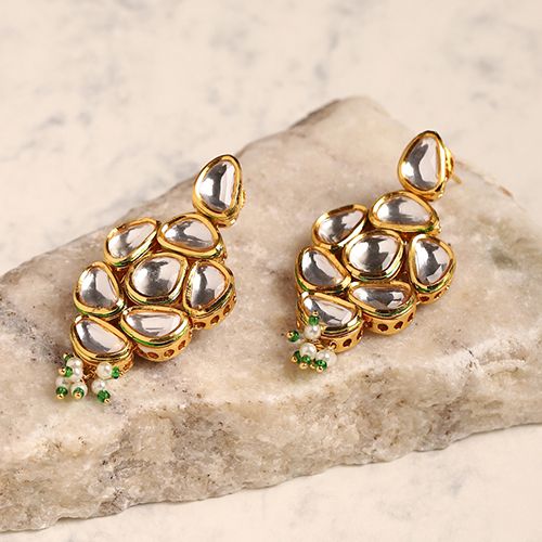 Elegant Gold Plated Kundan Hoops