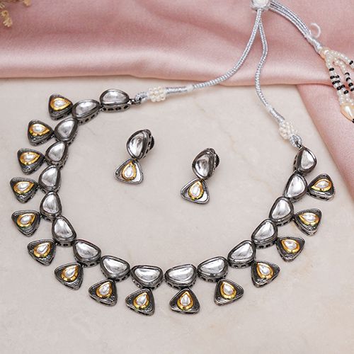 Modern Dual Tone Kundan Jewelry Gift