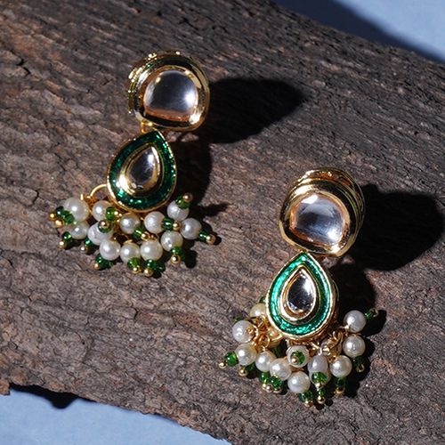 Chic Dual Stone Kundan Earrings