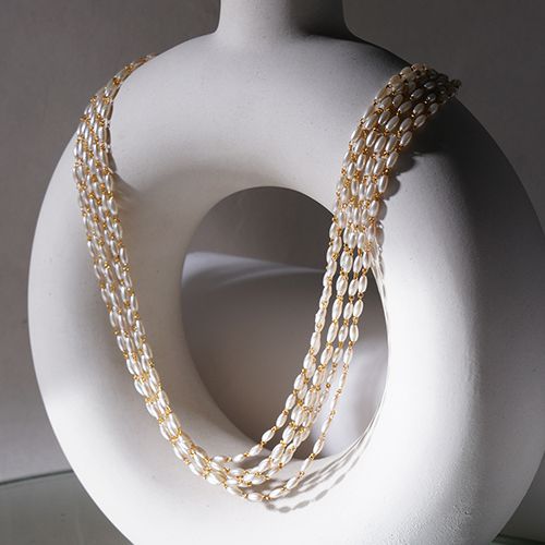 Multi Layered Pearl Charm Necklace