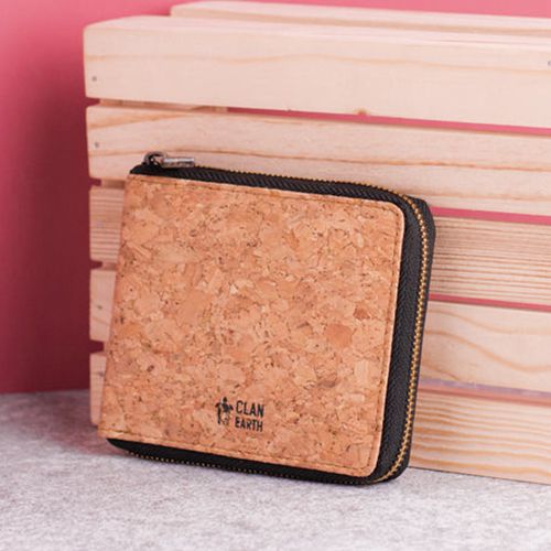 Fancy Eco Friendly Kiwi Cork Zip Wallet