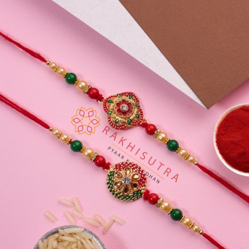 Beautiful Kundan Rakhi Set of 2