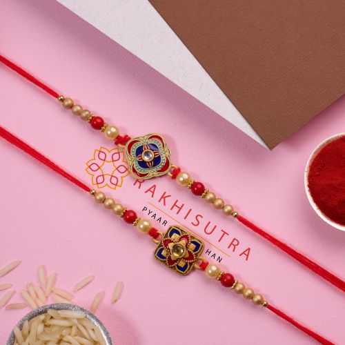 Graceful Kundan Rakhi Set of 2