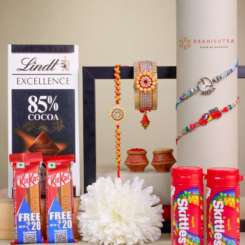 Exclusive Family Rakhi Set N Chocolate Treat