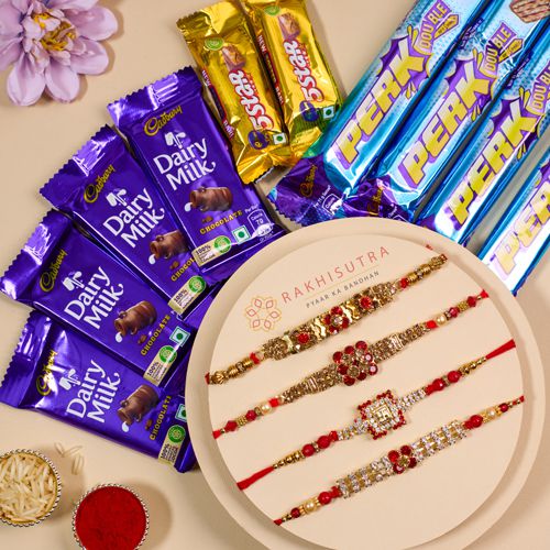 Stunning AD Rakhi Set N Chocolates Bliss