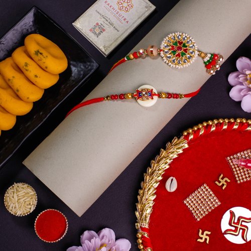 Royal Kundan Rakhis N Treats Combo