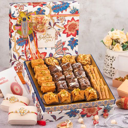 Festivity Gift Box With Baklava  N  Rakhis